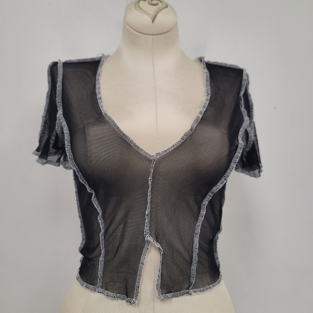 Blueblush Womens Goth Mesh Top Size S Sheer Whimsigoth Fairy Grunge‎ Emo Punk
